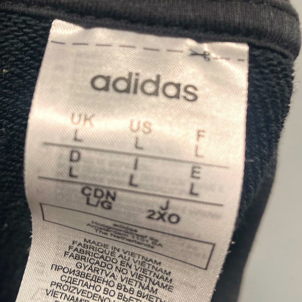 Adidas Crewneck Sweatshirt Black White Sweater Long Sleeve Cozy Logo - Picture 4 of 5
